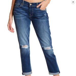 7 For All Mankind Josefina Skinny Boyfriend B-Fly Distressed Jeans Size 25 #2119